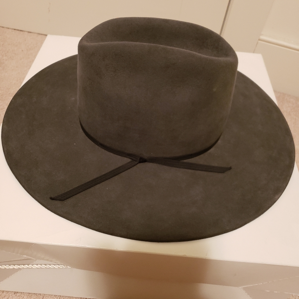 Grey Wool Wide Brim  Fedora